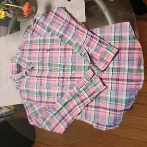 Ralph Lauren light pink plaid button-down shirt size Medium